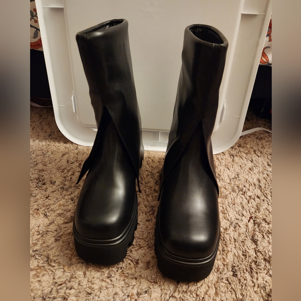 Black Women's Boots Faux Leather